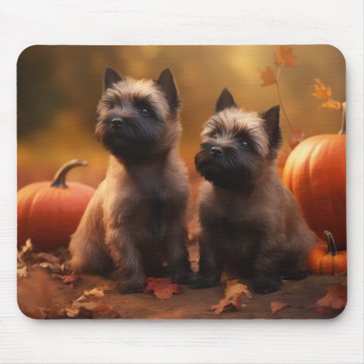Cairn Terrier Puppy Herfst Delight Pompoen Muismat (Voorkant)