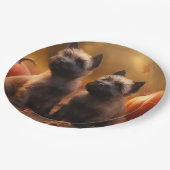 Cairn Terrier Puppy Herfst Delight Pompoen Papieren Bordje (Gekanteld)