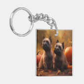 Cairn Terrier Puppy Herfst Delight Pompoen Sleutelhanger (Voorkant Links)