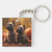 Cairn Terrier Puppy Herfst Delight Pompoen Sleutelhanger (Achterkant)