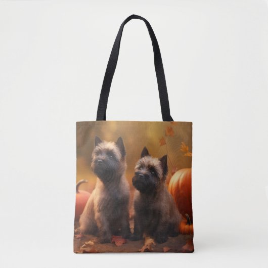 Cairn Terrier Puppy Herfst Delight Pompoen Tote Bag (Voorkant)