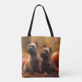 Cairn Terrier Puppy Herfst Delight Pompoen Tote Bag (Achterkant)