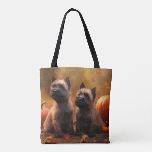 Cairn Terrier Puppy Herfst Delight Pompoen Tote Bag (Achterkant)