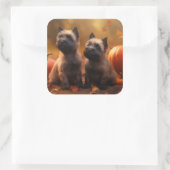 Cairn Terrier Puppy Herfst Delight Pompoen Vierkante Sticker (Tas)