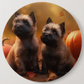 Cairn Terrier Puppy Herfstvreugde Pompoen Ronde Button 6,0 Cm (Voorkant)