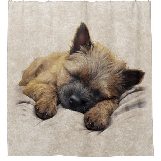 Cairn Terrier Puppy Hond Slaapkamer Badkamer Douchegordijn (Voorkant)