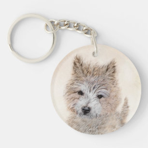 Cairn Terrier Puppy Schilderij - Originele Honden Sleutelhanger