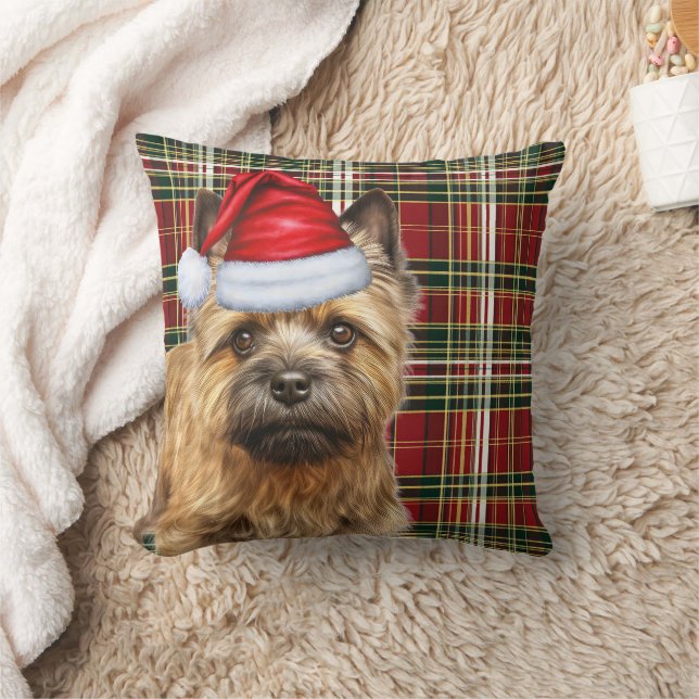 Cairn Terrier Red Green Plaid Kerstvakantie Kussen (Deken)