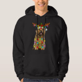 Cairn Terrier Reindeer Christmas Lights Funny Dog Hoodie (Voorkant)