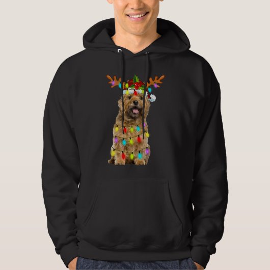 Cairn Terrier Reindeer Christmas Lights Funny Dog Hoodie (Voorkant)
