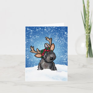 Cairn Terrier Reindeer Kerstmis Kaart