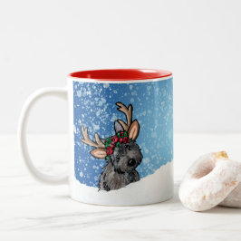 Cairn Terrier Rendier Kerstmis Tweekleurige Koffiemok