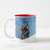 Cairn Terrier Rendier Kerstmis Tweekleurige Koffiemok (Links)