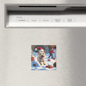 Cairn Terrier Rent in de Sneeuw met Kerstmuts Magneet (Insitu (Vaatwasser))