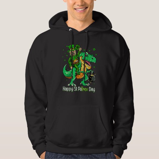 Cairn Terrier Riding Dinosaur Patricks Day Shamroc Hoodie (Voorkant)
