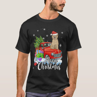 Cairn Terrier Riding Red Truck Merry Kerstmis Xma T-shirt