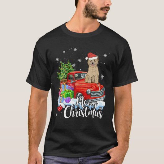Cairn Terrier Riding Red Truck Merry Kerstmis Xma T-shirt (Voorkant)
