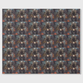 Cairn Terrier Rijden Motorfiets Halloween Eng Cadeaupapier (Vlak)