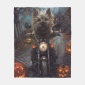 Cairn Terrier Rijden Motorfiets Halloween Eng Fleece Deken (Voorkant)