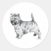Cairn Terrier Ronde Sticker (Voorkant)