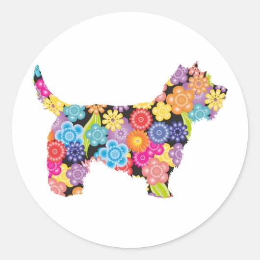 Cairn Terrier Ronde Sticker (Voorkant)