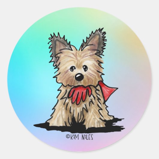 Cairn Terrier Ronde Sticker (Voorkant)