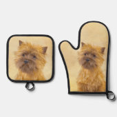 Cairn Terrier Schilderij Schattigee Originele Pet  Ovenwant & Pannenlap Set (Voorkant)