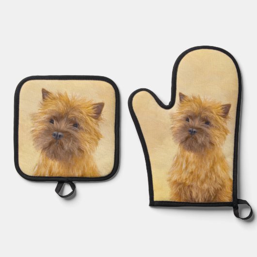 Cairn Terrier Schilderij Schattigee Originele Pet  Ovenwant & Pannenlap Set (Voorkant)