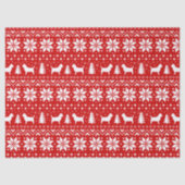 Cairn Terrier Silhouetten Kerstpatroon Rood Tissuepapier (Voorkant)