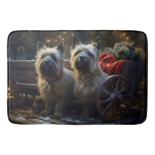 Cairn Terrier Sneeuw Slede Kerst Decoratie Badmat (Voorkant)