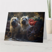 Cairn Terrier Sneeuw Slede Kerst Decoratie Kaart (Voorkant)