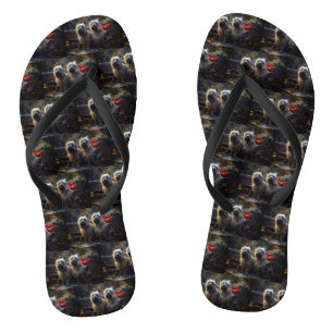 Cairn Terrier Sneeuw Slede Kerst Decoratie   Teenslippers