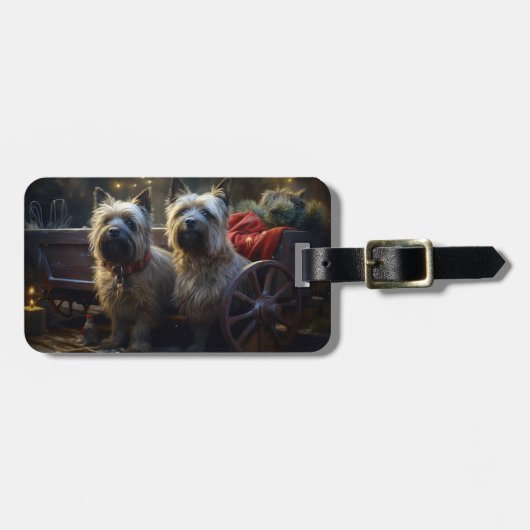 Cairn Terrier Snowy Sleigh Kerst Decor Bagagelabel (Voorkant horizontaal)