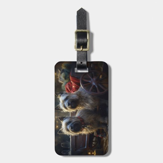 Cairn Terrier Snowy Sleigh Kerst Decor Bagagelabel (Voorkant verticaal)