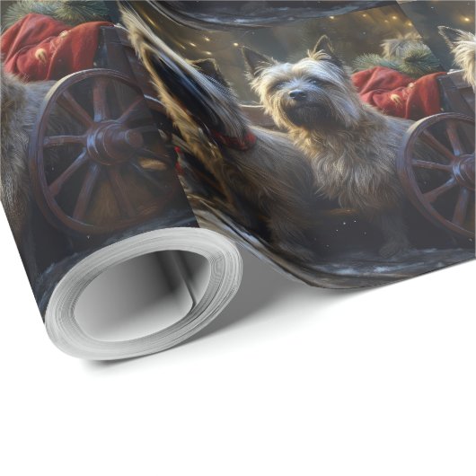 Cairn Terrier Snowy Sleigh Kerst Decor Cadeaupapier (Rol Hoek)