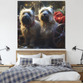 Cairn Terrier Snowy Sleigh Kerst Decor Canvas Afdruk (Insitu (Slaapkamer))