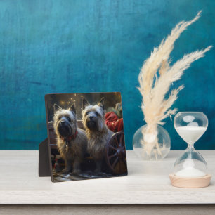 Cairn Terrier Snowy Sleigh Kerst Decor Fotoplaat