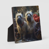 Cairn Terrier Snowy Sleigh Kerst Decor Fotoplaat (Voorkant)