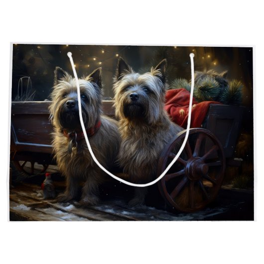 Cairn Terrier Snowy Sleigh Kerst Decor Groot Cadeauzakje (Achterkant)