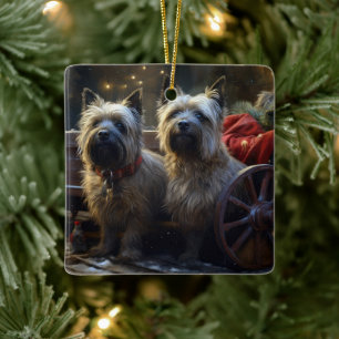 Cairn Terrier Snowy Sleigh Kerst Decor Keramisch Ornament