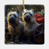 Cairn Terrier Snowy Sleigh Kerst Decor Keramisch Ornament (Voorkant)