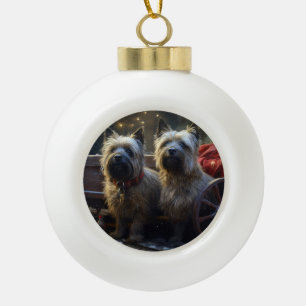 Cairn Terrier Snowy Sleigh Kerst Decor Keramische Bal Ornament