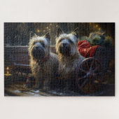 Cairn Terrier Snowy Sleigh Kerst Decor Legpuzzel (Horizontaal)