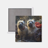 Cairn Terrier Snowy Sleigh Kerst Decor Magneet (Voorkant / Achterkant)