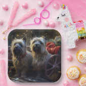 Cairn Terrier Snowy Sleigh Kerst Decor Papieren Bordje (Feest)