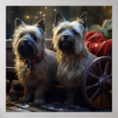 Cairn Terrier Snowy Sleigh Kerst Decor Poster (Voorkant)