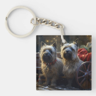 Cairn Terrier Snowy Sleigh Kerst Decor Sleutelhanger