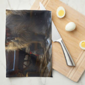 Cairn Terrier Snowy Sleigh Kerst Decor Theedoek (Quarter Fold)