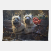 Cairn Terrier Snowy Sleigh Kerst Decor Theedoek (Horizontaal)