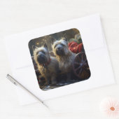 Cairn Terrier Snowy Sleigh Kerst Decor Vierkante Sticker (Envelop)